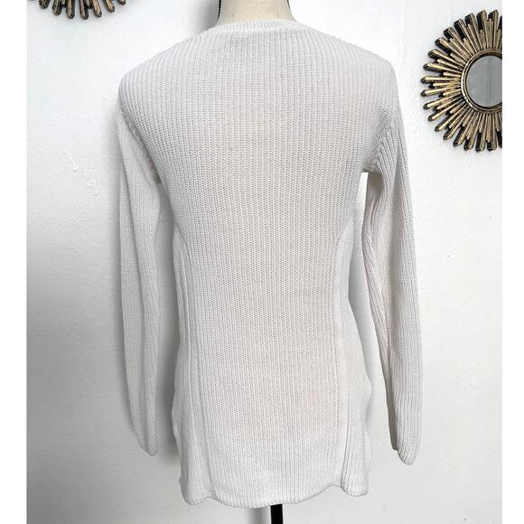 Athleta Highline White V Neck Pullover Sweater Women Size X Small Cable Knit - Picture 6 of 8